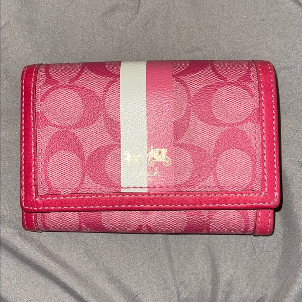 Pink Coach Heritage Stripe Wallet